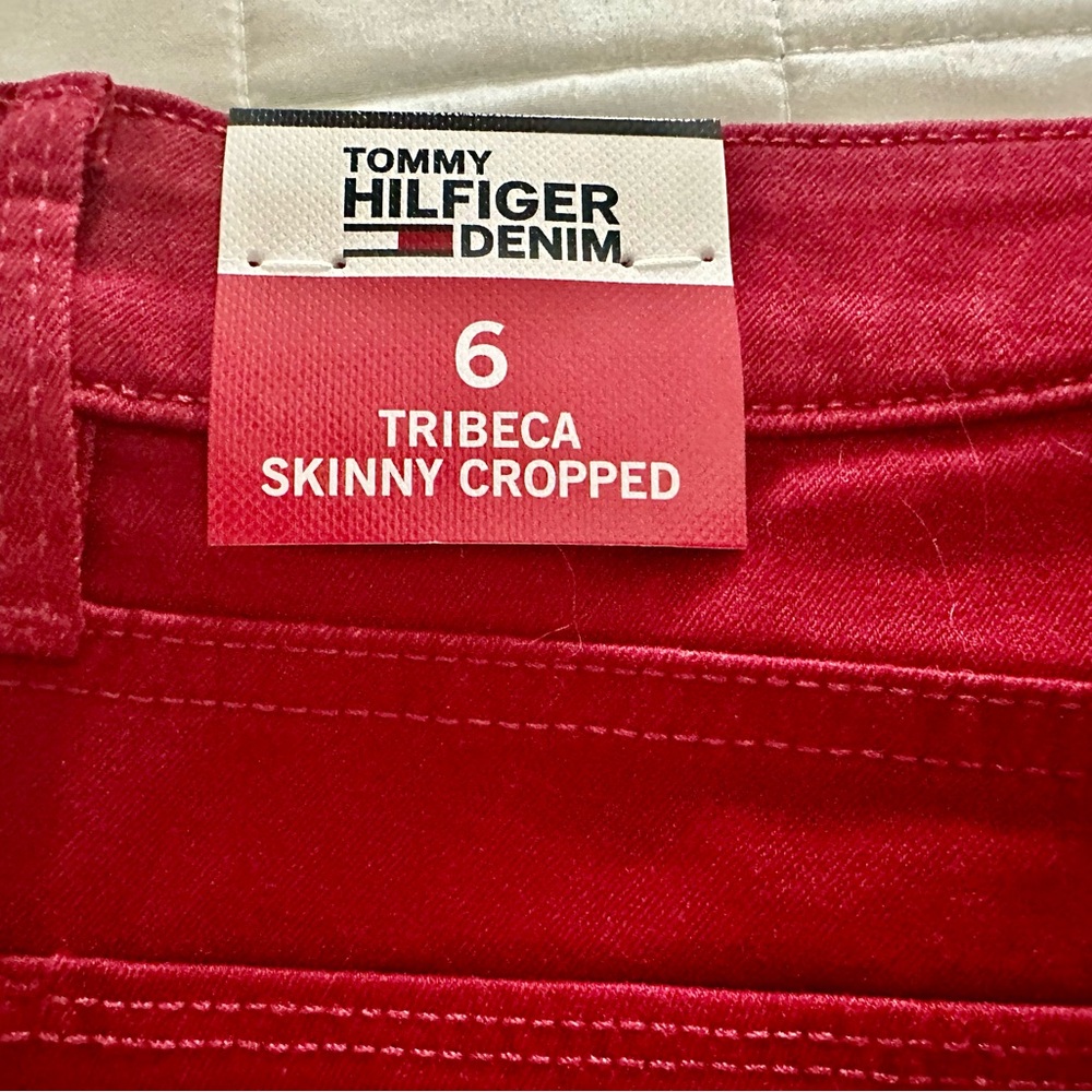 Tommy Hilfiger Women’s Burgundy Tribeca Skinny Cropped Fit Jeans New with Tags! - Picture 6 of 9
